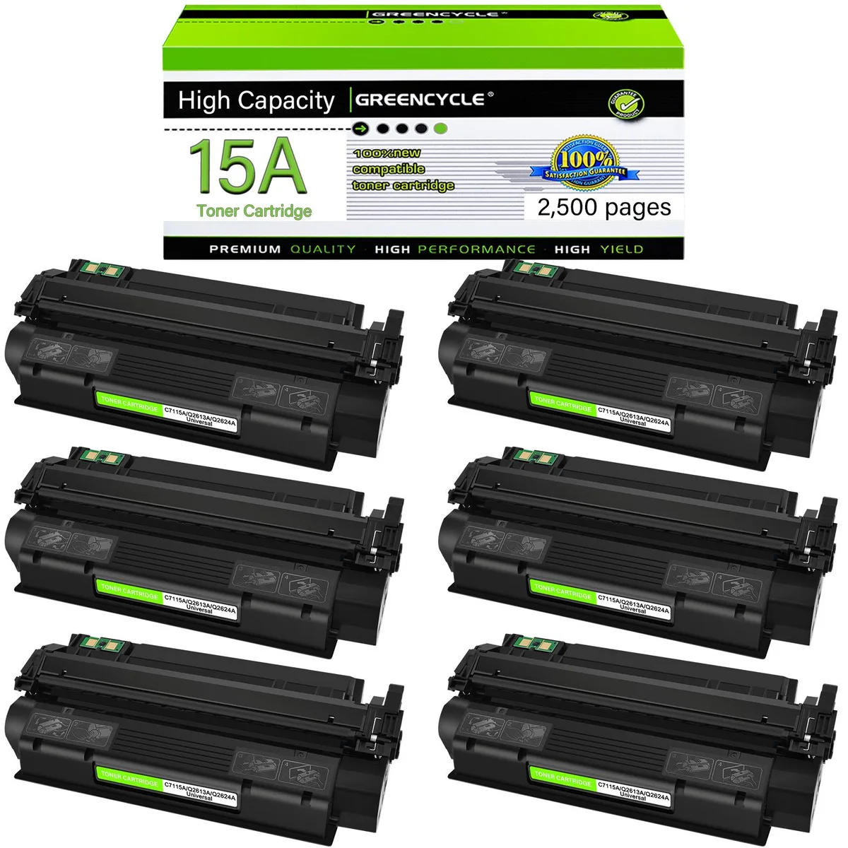 GREENCYCLE GREENCYCLE C7115A Black Toner Cartridge 6 Pack 2500 Pages — product photo