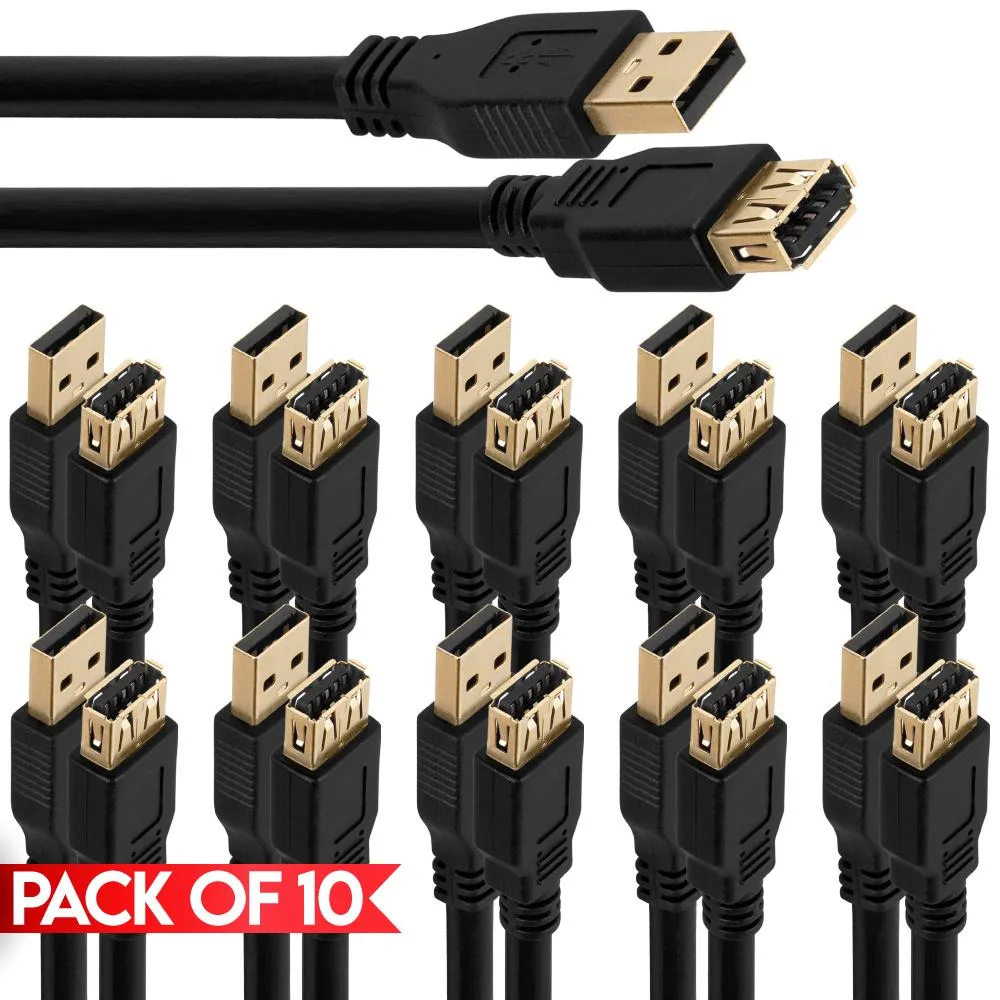 CMPLE CMPLE USB 3.0 Extension Cable A Male to A Female 10 ft 10 Pack Black — product photo