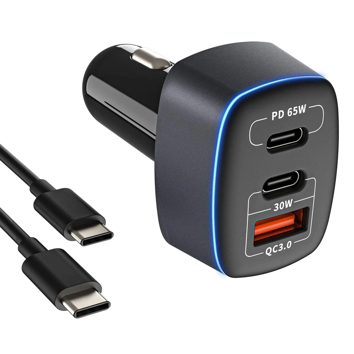 KEHIPI KEHIPI GC-17 95W 3-Port USB Car Charger 65W PD PPS 30W QC 3.0 Black — product photo