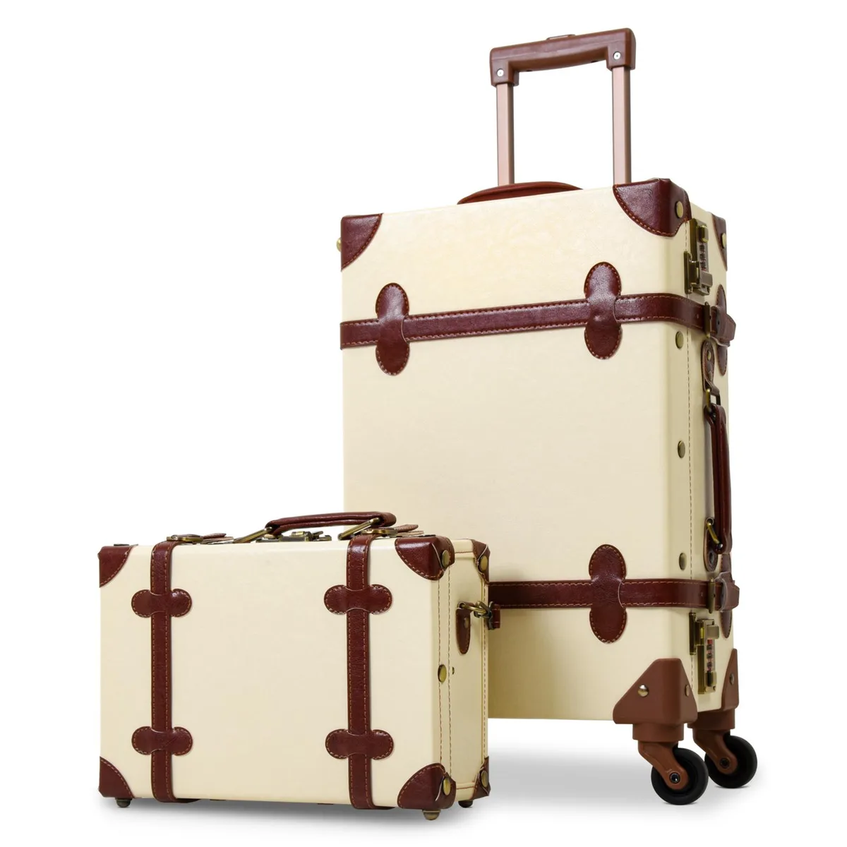 Apelila Apelila 2 Piece Vintage Luggage Set Milk White 20 12 — product photo