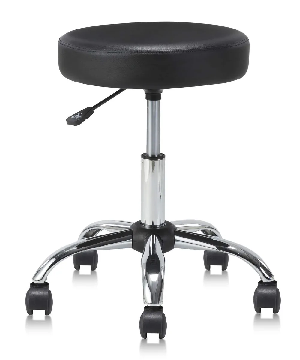 Klasika Klasika Round Rolling Stool Swivel Wheels Adjustable Height 19.7"D x 19.7"W x 22"H — product photo