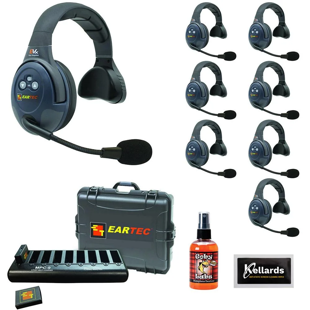 Eartec Eartec EVADE EVX8S Wireless Intercom System with 8 Single-Ear Headsets — product photo