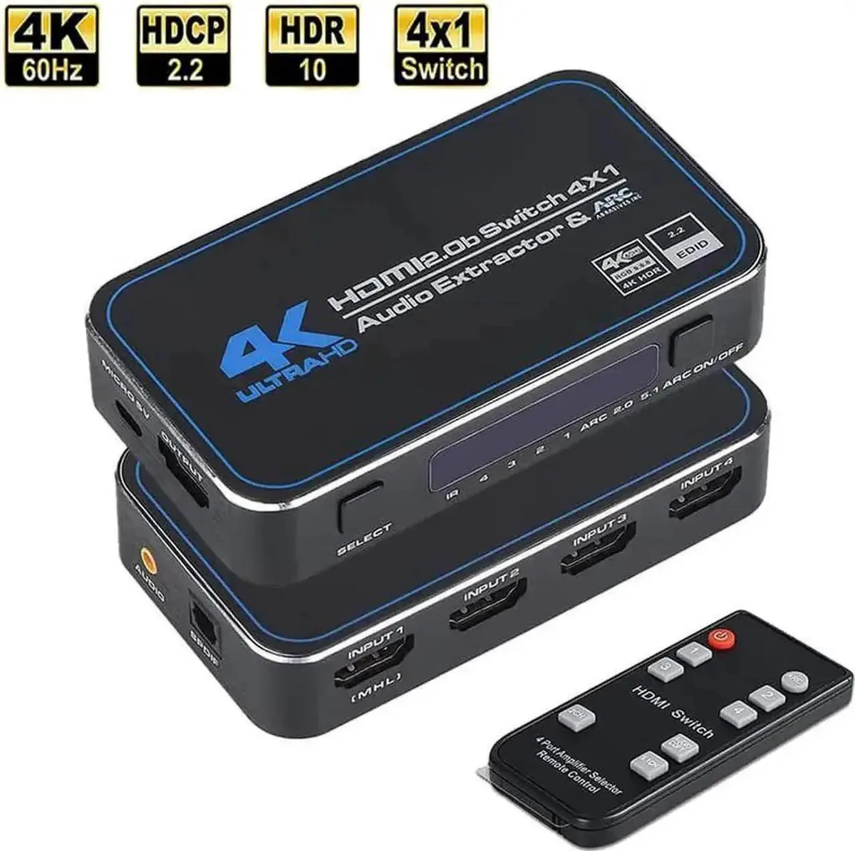SMUGDESK SMUGDESK 4×1 HDMI 2.0 Switch 4K 60Hz Audio Extractor ARC — product photo