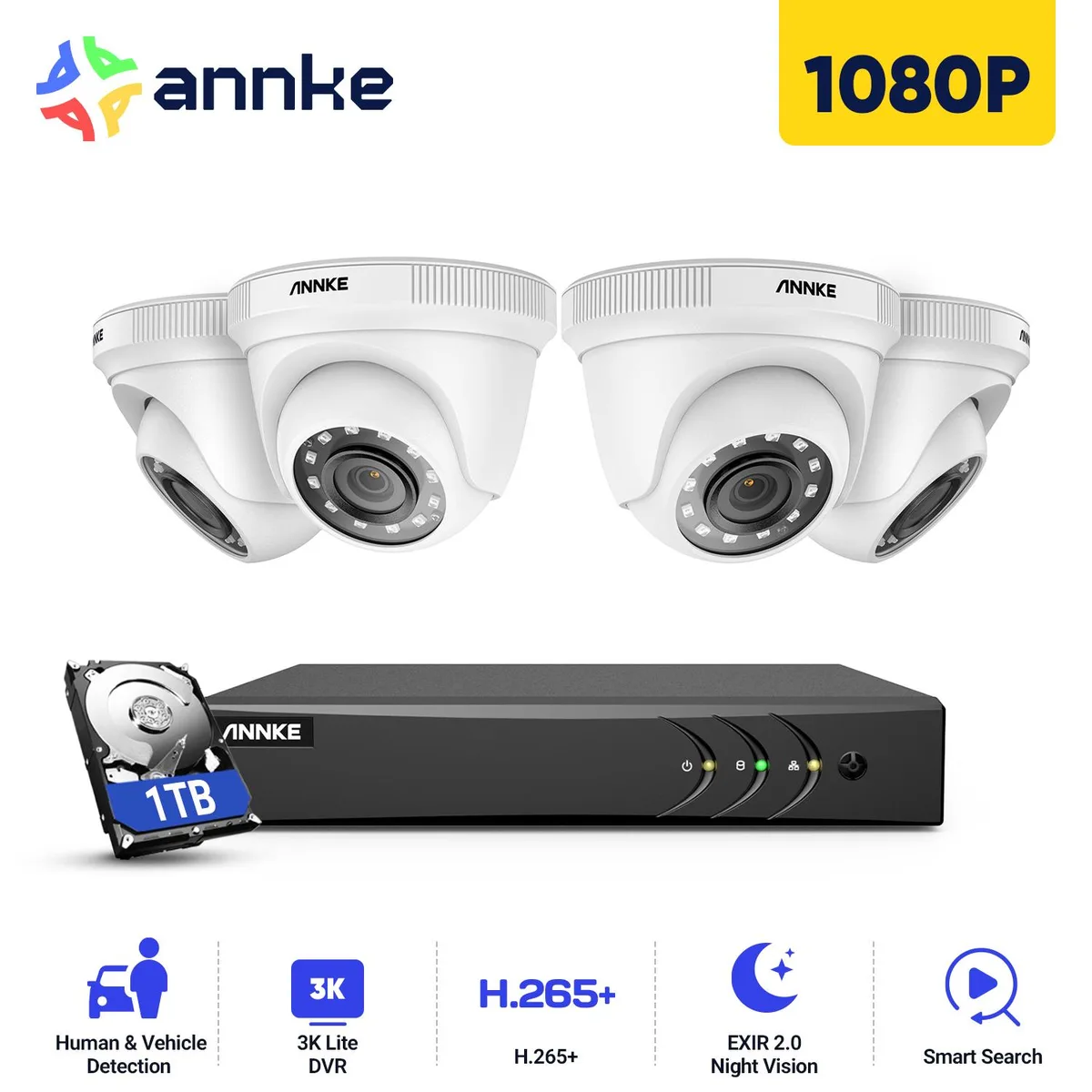 Annke Annke 8CH 3K DVR Kit 1TB HDD 4x2MP Turret Cams — product photo
