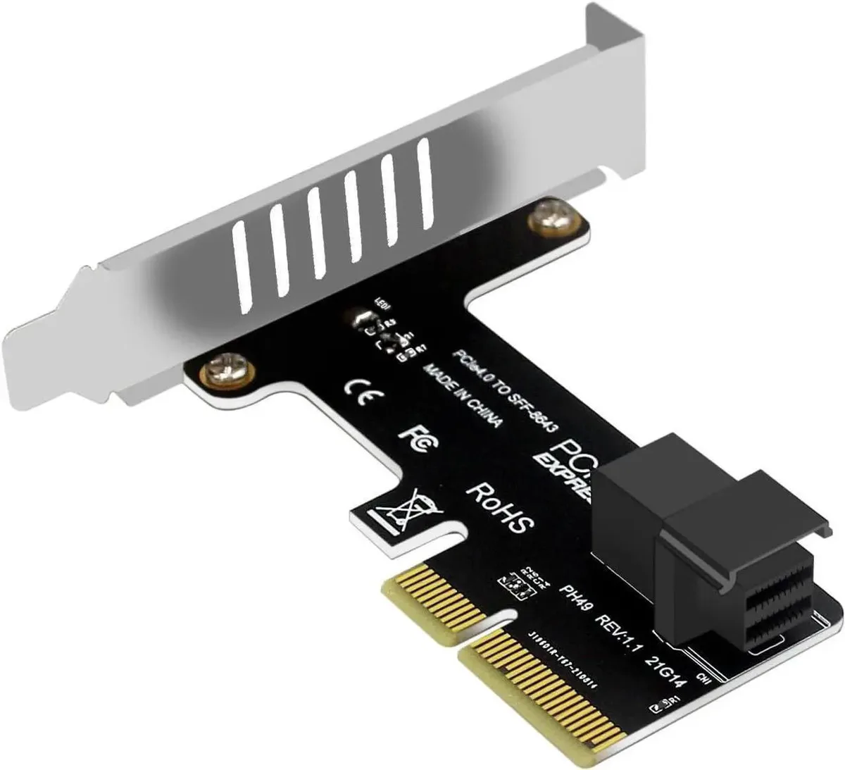 SMUGDESK SMUGDESK PH49 PCIe 4.0 X4 to U.2 SFF-8643 Adapter with Half-Height Baffle — product photo