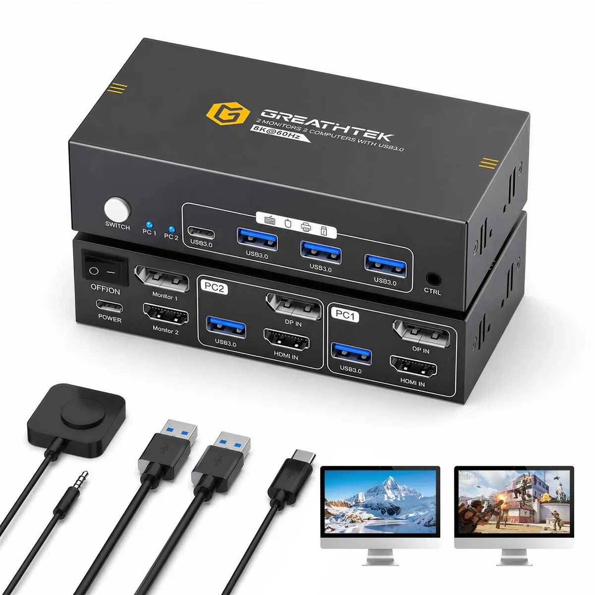  TRENDnet S7240PH2 Dual Monitor HDMI DisplayPort KVM Switch — product photo