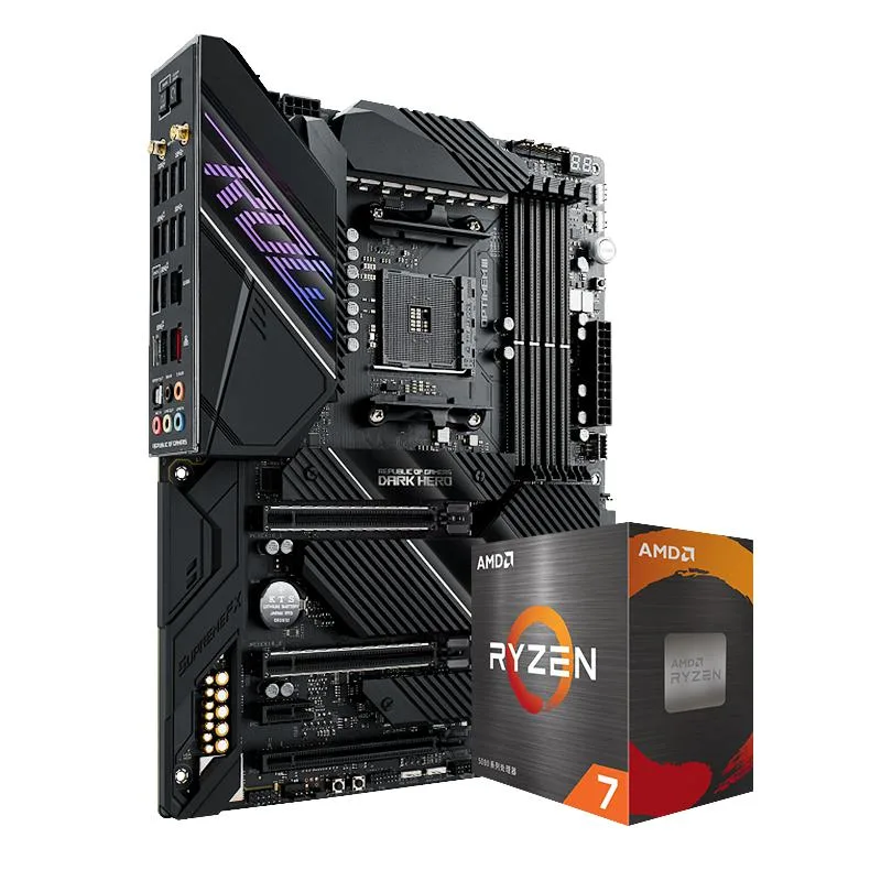 ASUS ASUS ROG Crosshair VIII Dark Hero X570S AMD motherboard and Ryzen 7 5800X 8-Core 3.8 GHz 105W — product photo