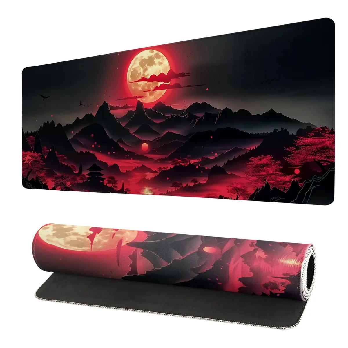  Keychron Brecoy0608 Mouse Pad 31.5x11.8 Inch Darkness Red Moon3 — product photo