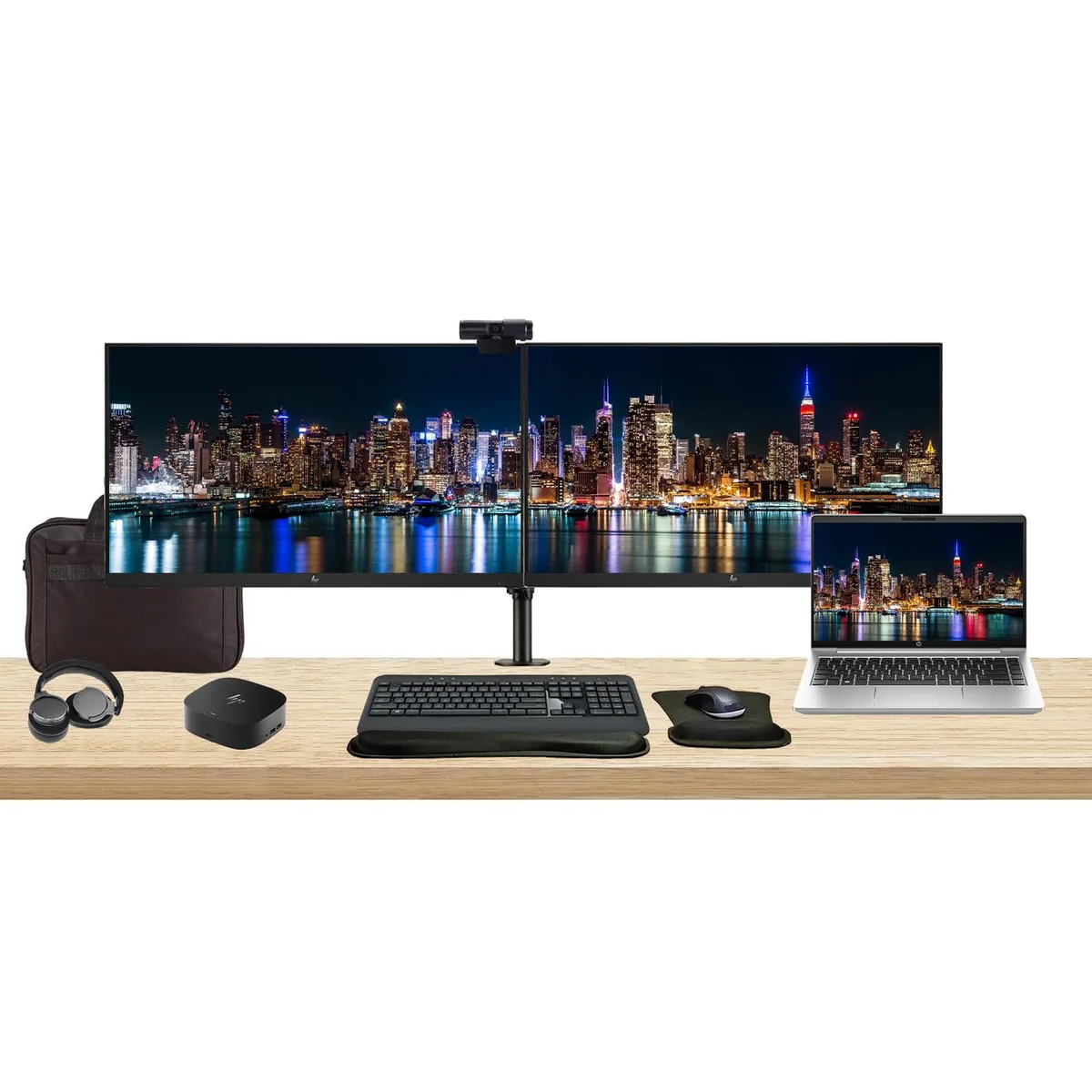 HP HP ProBook 440 G10 14" i5 16GB 256GB SSD + 2×27" Monitors Dual Stand Dock MK540 Kit — product photo