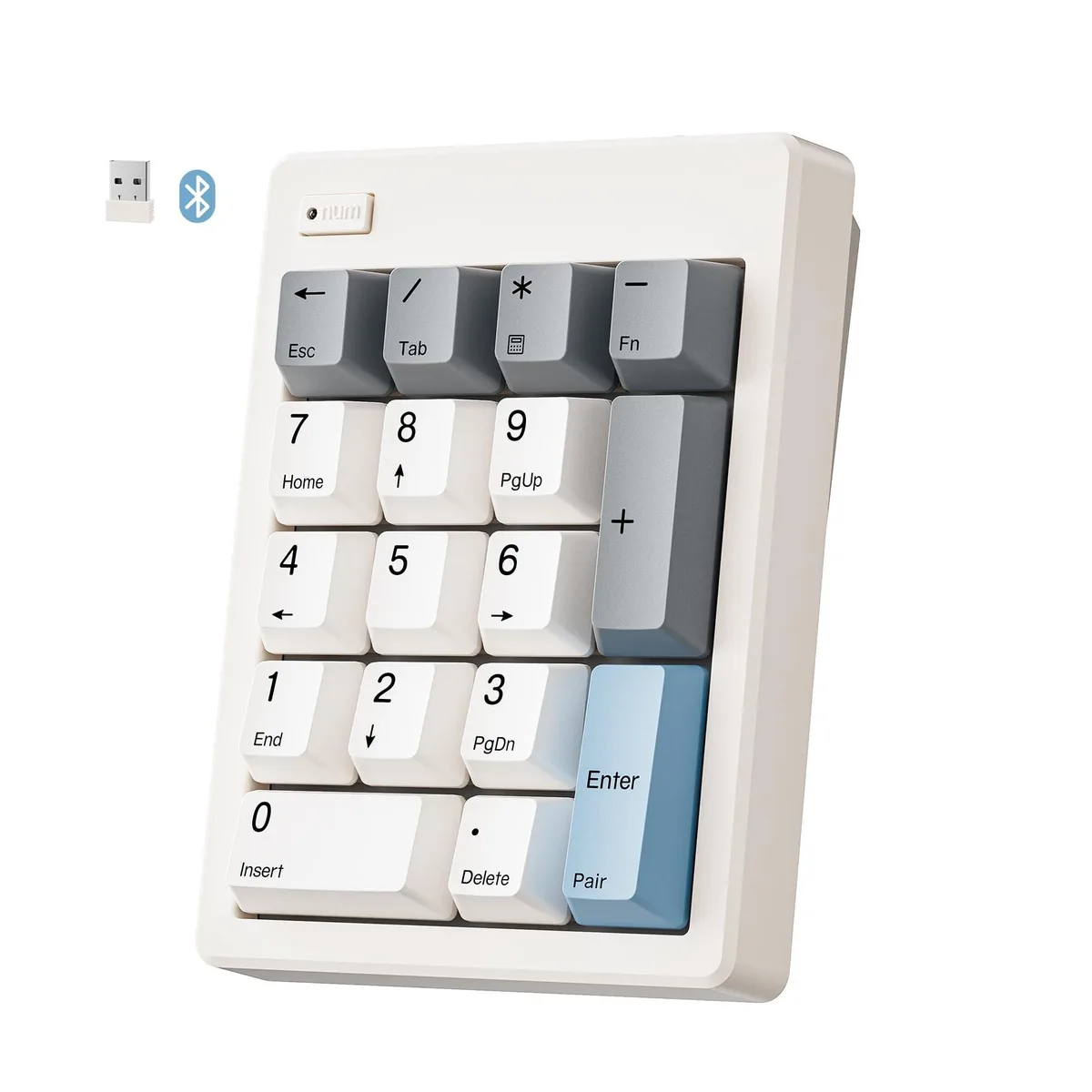 Beige wireless mechanical number pad with 17 keys