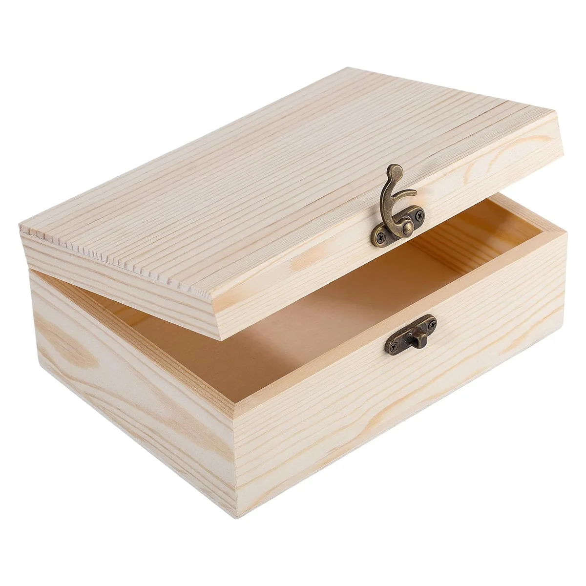  Unpainted Wood Box with Hinged Lid 7.1"x5.1"x2.8 — product photo