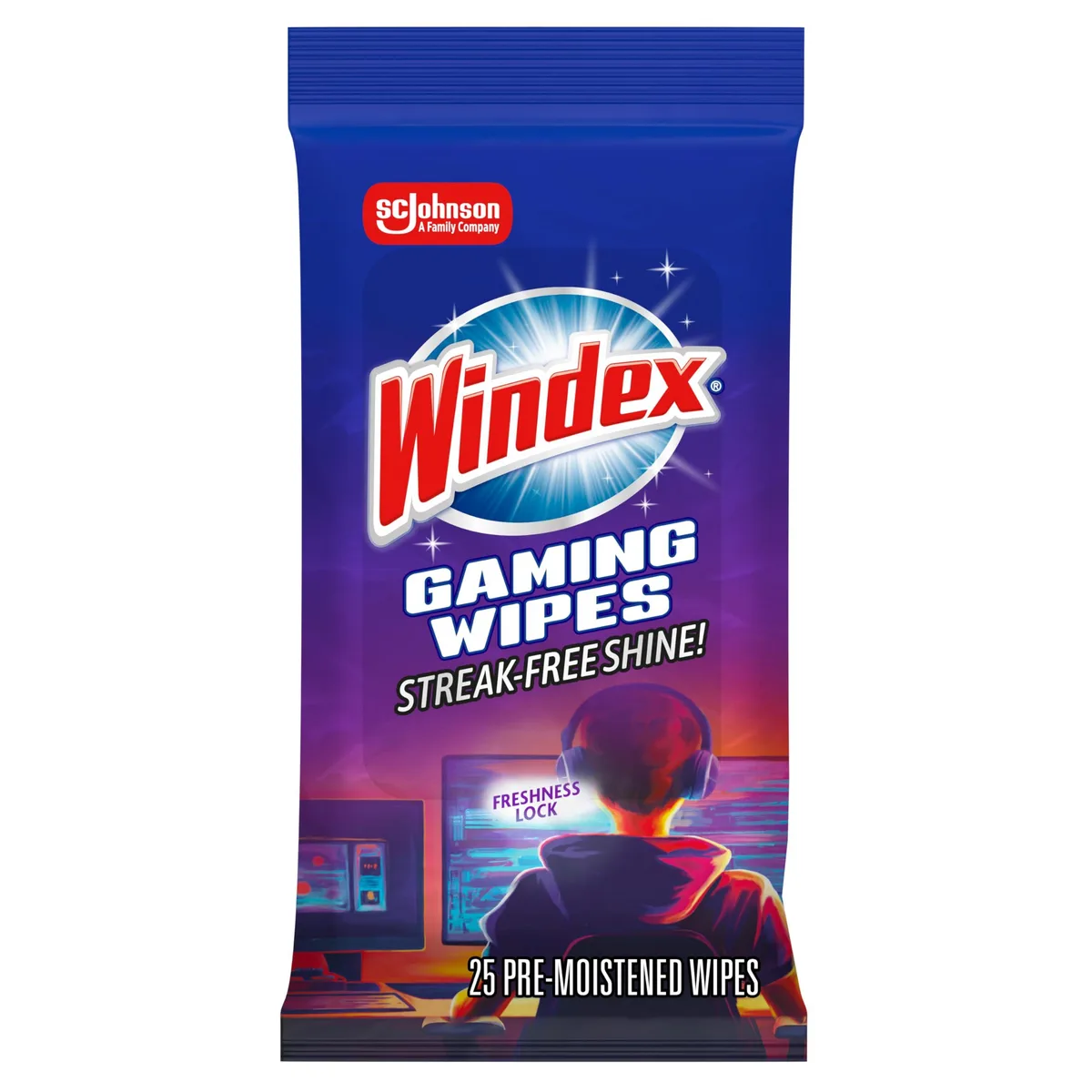 Resealable pack of 25 pre-moistened cleaning wipes