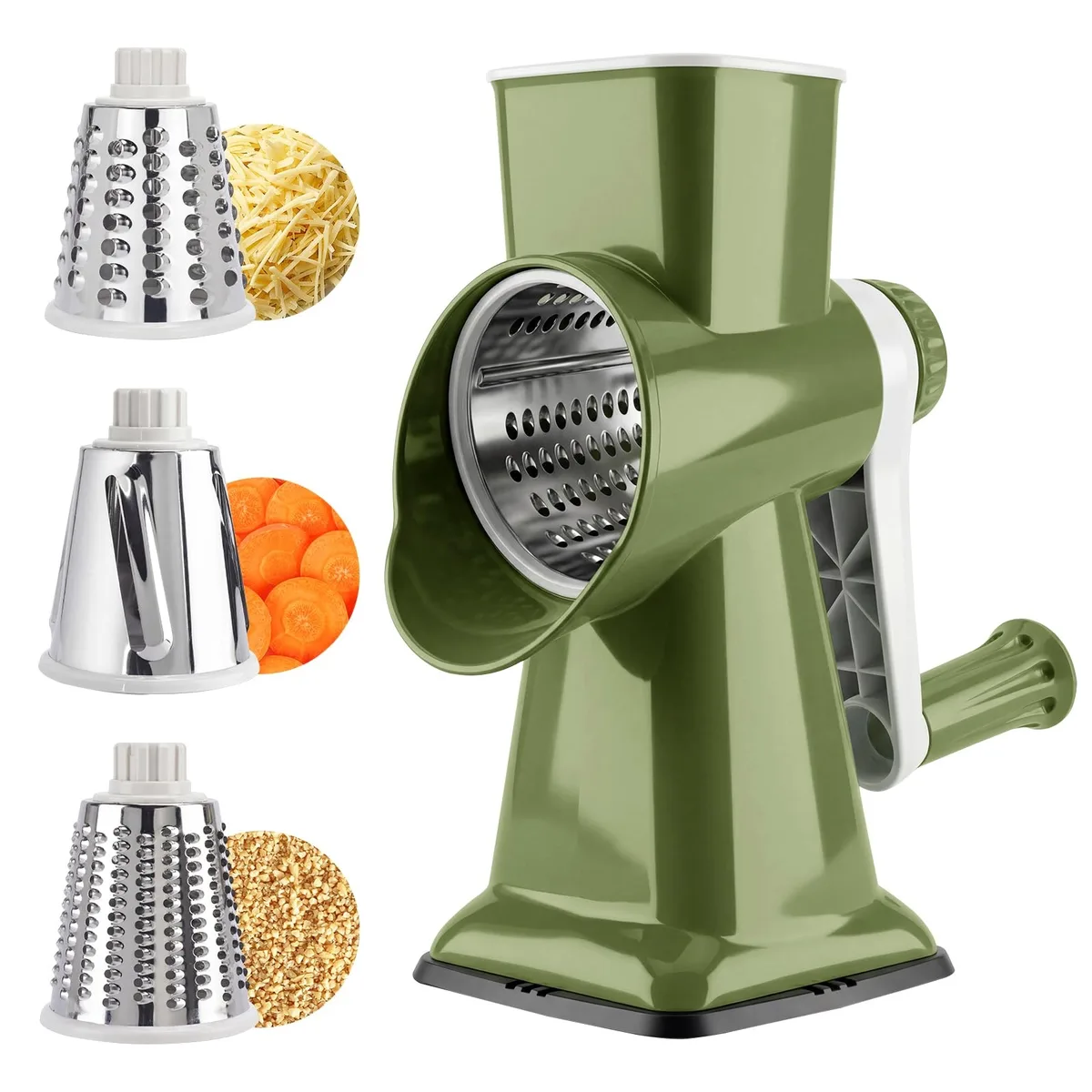  Rotary Cheese Grater Hand Crank 3-Blade Green — product photo