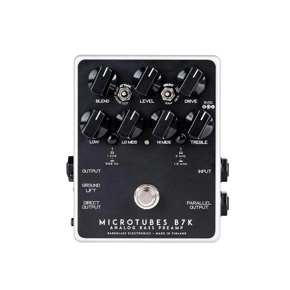 LORDWORLD LORDWORLD Bass Preamp Overdrive Pedal 4-Band EQ Blend Grunt Attack Switches Parallel Direct Output 9V DC — product photo