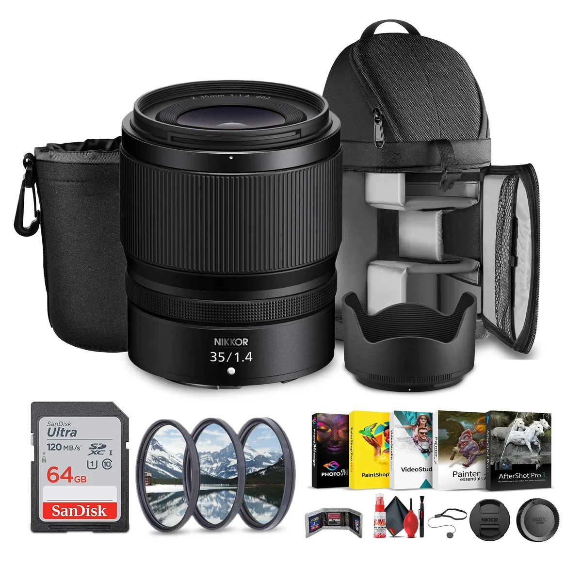 Nikon Inc Nikon NIKKOR Z 35mm f/1.4 Lens Kit with Sling Backpack, 64GB Card & Accessories — product photo