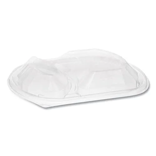 Pactiv Pactiv YCN8467H00D0 Clearview Mealmaster 2-Compartment Anti-Fog Dome Lid Clear 252 ct — product photo