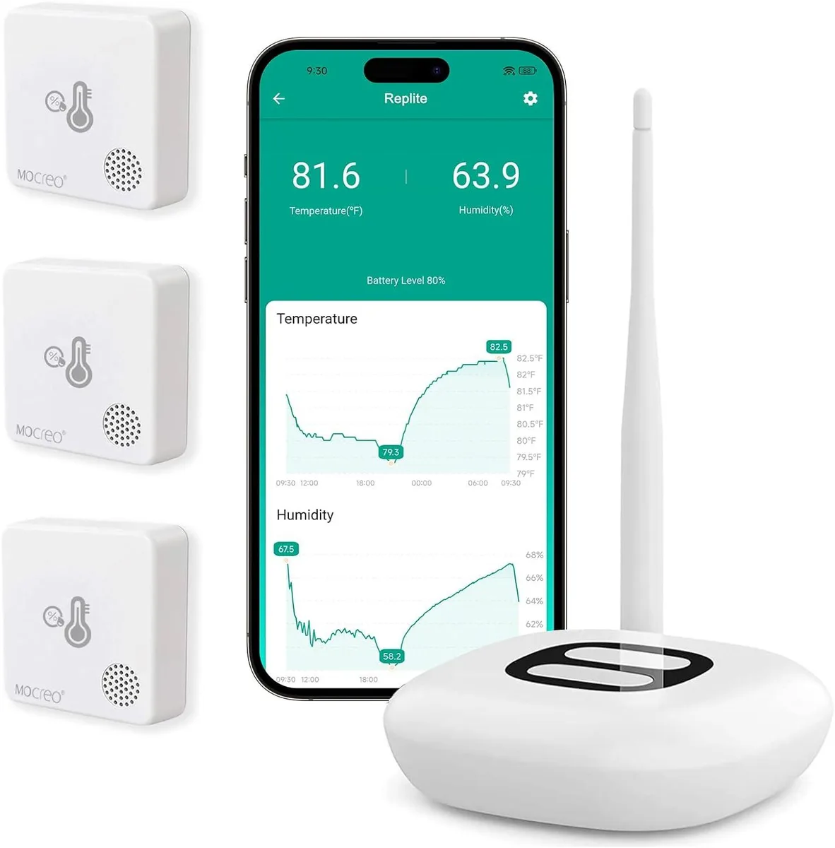 WUQ WUQ WiFi Temperature Humidity Sensor 3 Pack — product photo