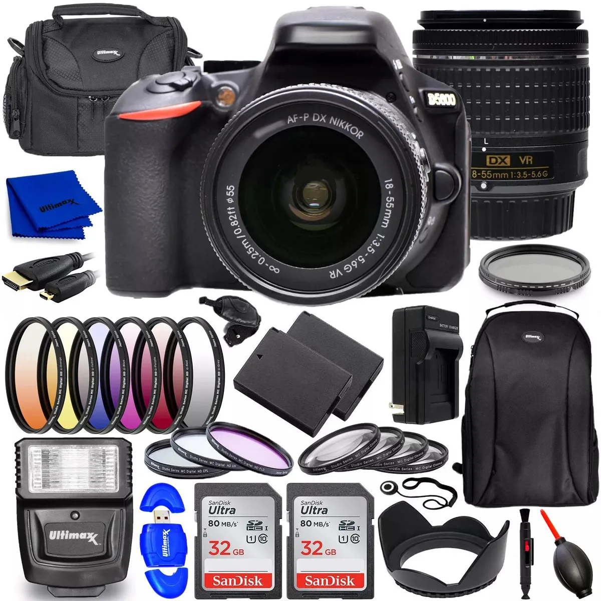 Nikon Global Nikon D5600 DSLR Camera with 18-55mm VR Lens 20PC Accessory Bundle — product photo