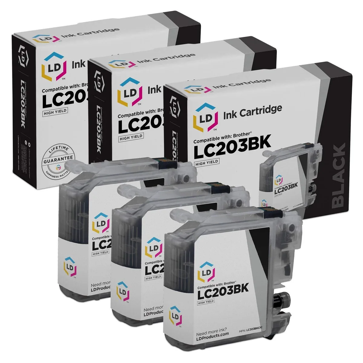 LD Products LD Products LC203BK Compatible High Yield Black Ink Cartridge 3 Pack 550 Pages — product photo