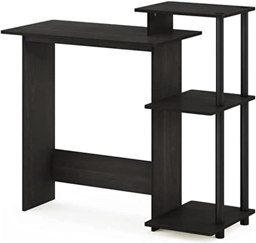 PISKEKAT PISKEKAT Computer Desk with Square Shelves Espresso/Black 39.6x15.5x33.6 in — product photo
