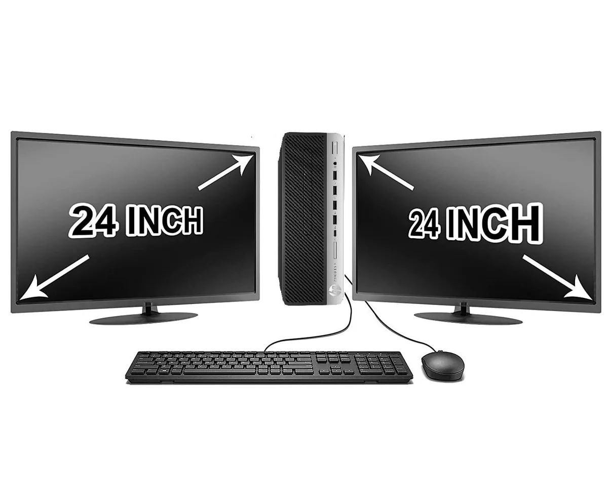 HP HP ProDesk 600 G4 SFF i5-8500 16GB 1TB SSD 24in dual monitor accessory — product photo