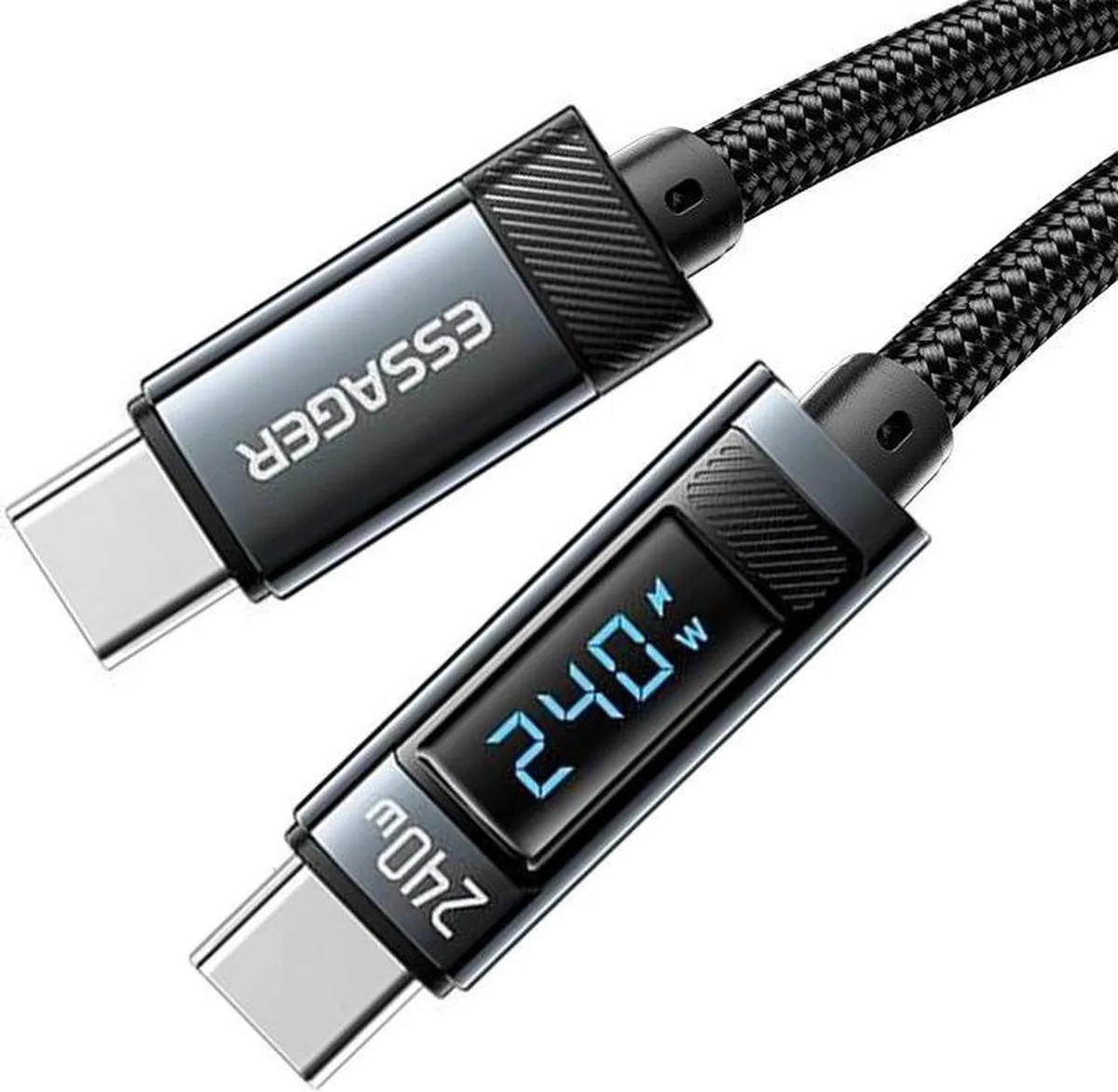 Aomoproing Aomoproing 240W USB C to USB C Cable with LED Display 6.6FT Braided — product photo