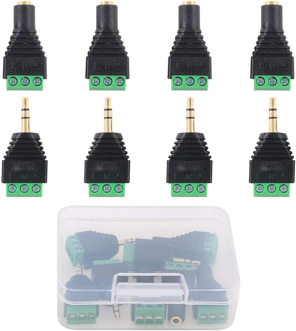 Boxwave Boxwave 3.5 mm Stereo Audio Adapter 8-Pack Male Female Screw Terminal — product photo