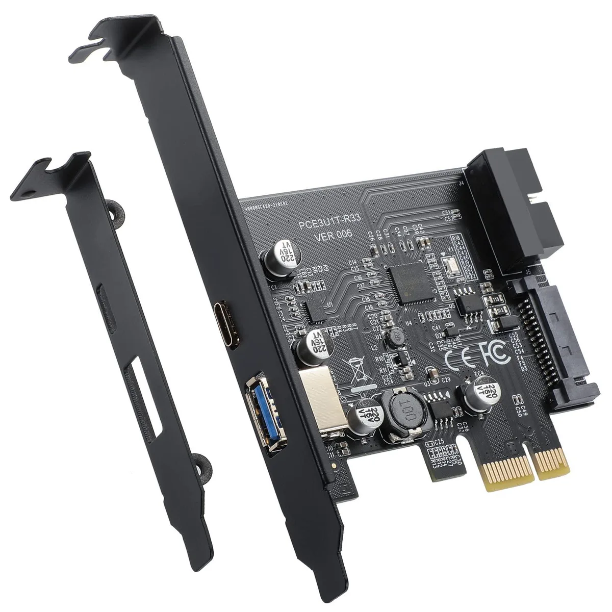 Vszerda Vszerda PCI-E 1X to USB 3.2 Gen1 5Gbps Type-C + Type-A + 19PIN Expansion Card — product photo