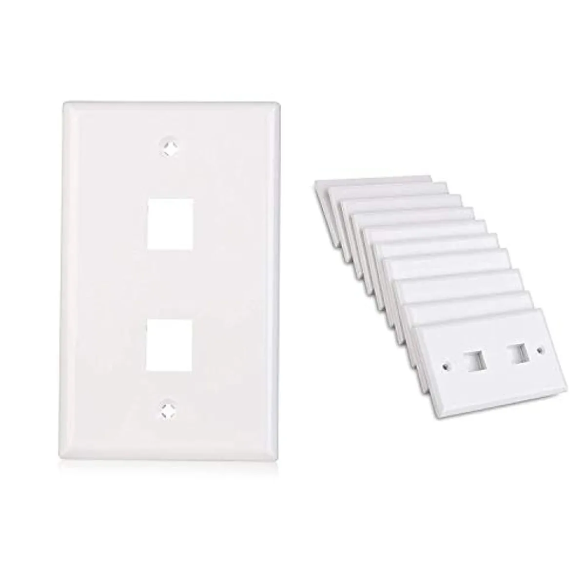 Cable Matters Cable Matters 10-Pack Low-Profile 2-Port Keystone Wall Plate White — product photo