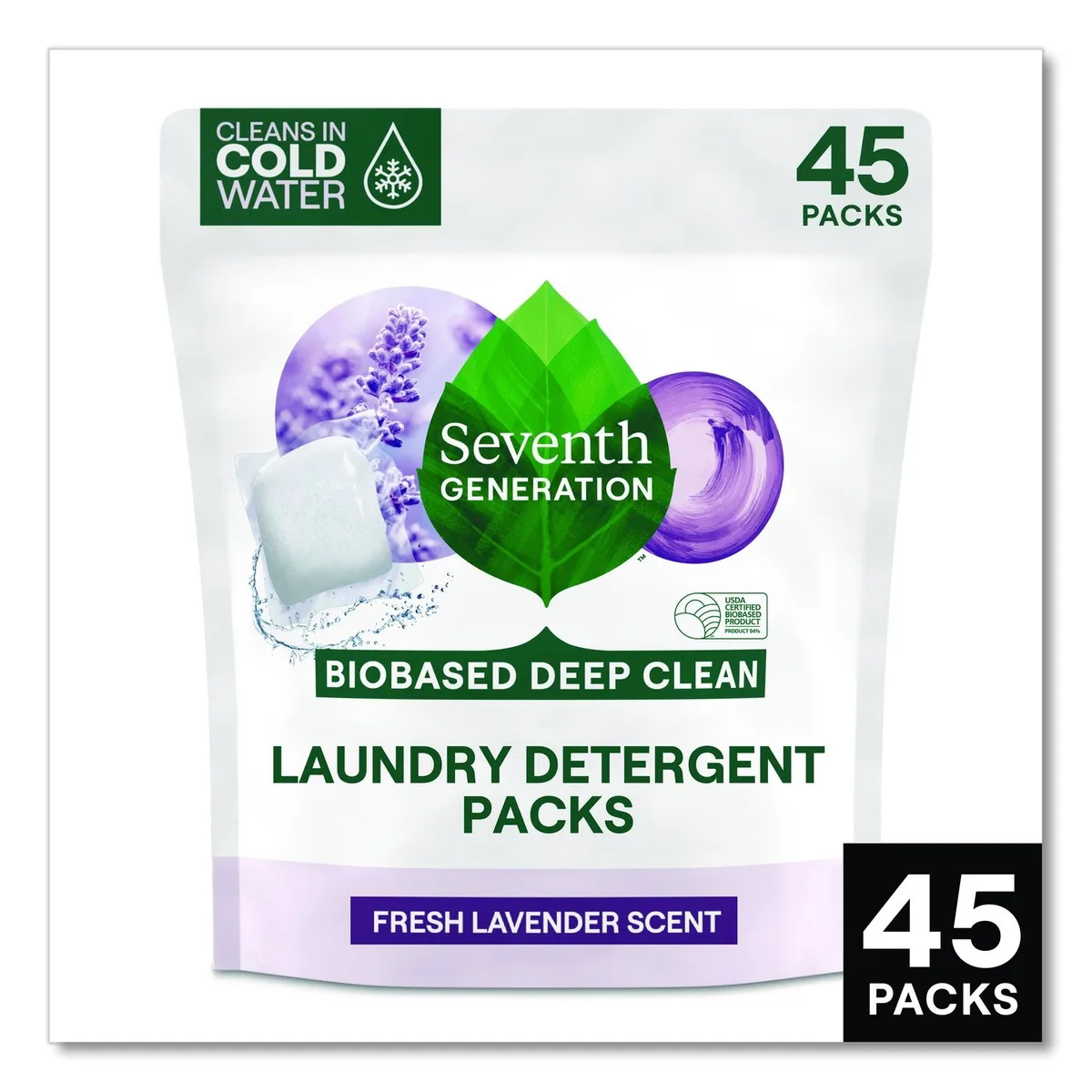 Seventh Generation Seventh Generation 62692700 Laundry Detergent Packs Lavender 45 Packets — product photo