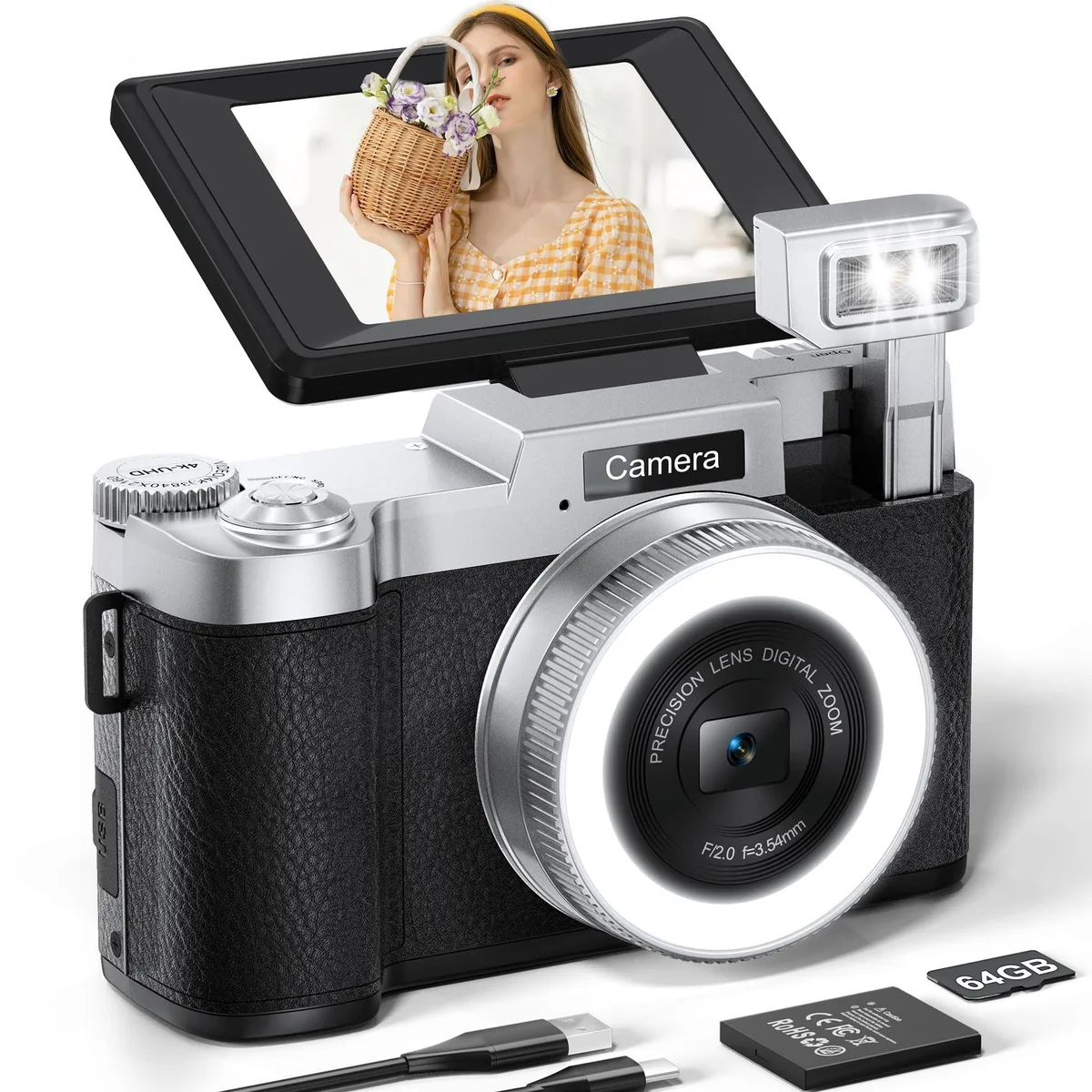  Kodak CDR2L 4K 64MP Camera Kit Purple 64GB 32GB 180° Flip Screen — product photo