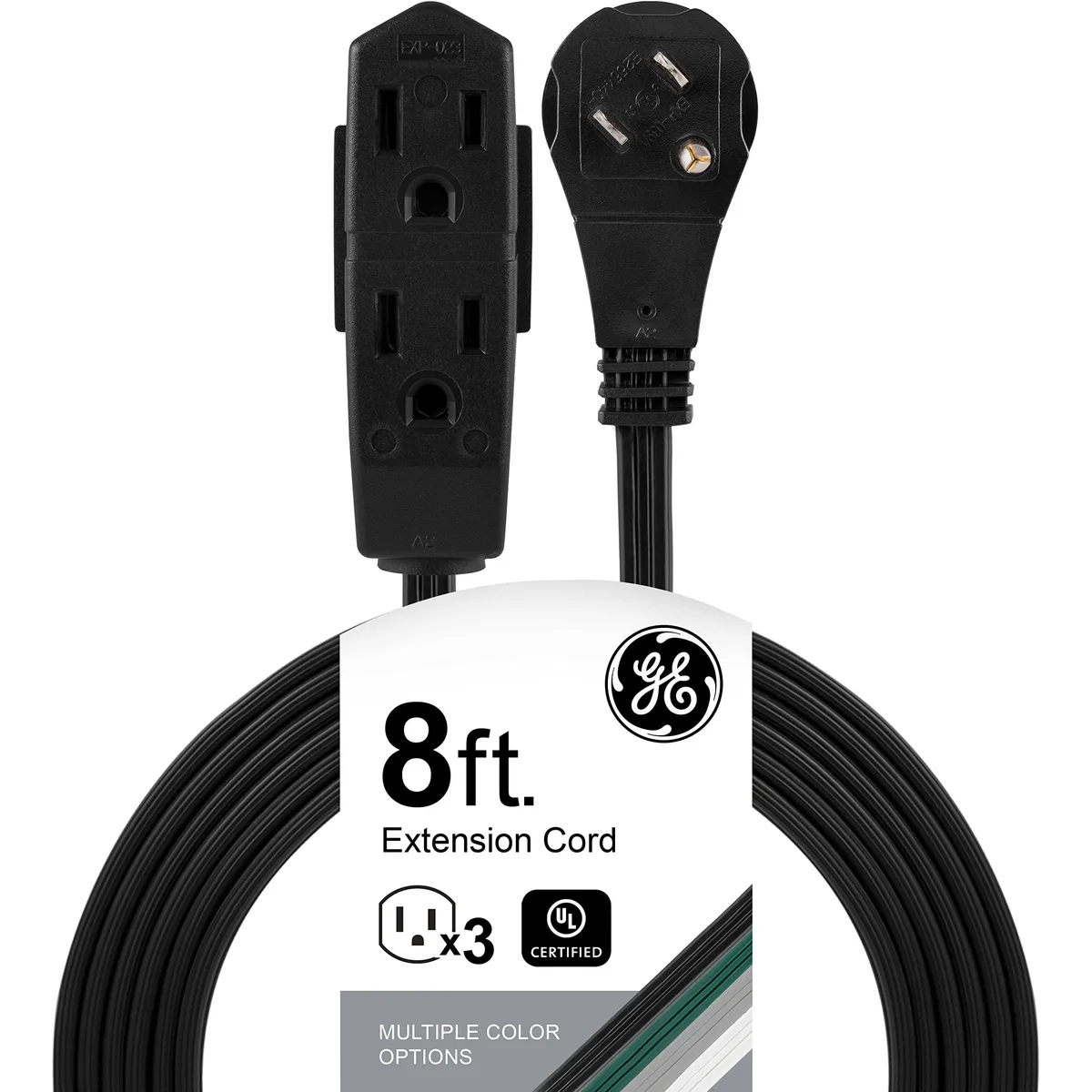  GE 56991 3-Outlet Flat Extension Cord 8 Ft Grounded — product photo