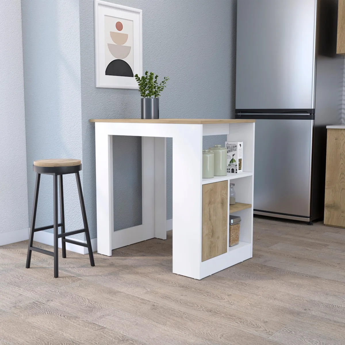 FM FURNITURE FM FURNITURE Culver Kitchen Island White Macadamia 36.2"W 23.2"D — product photo