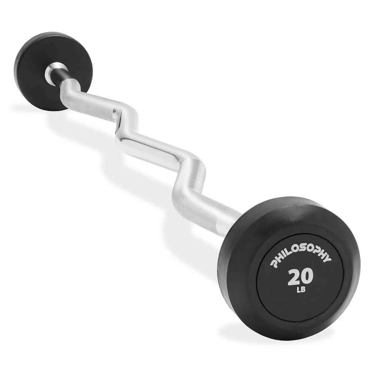 Philosophy Gym Philosophy Gym Rubber Fixed Barbell 20 LB EZ Curl Bar weight training — product photo