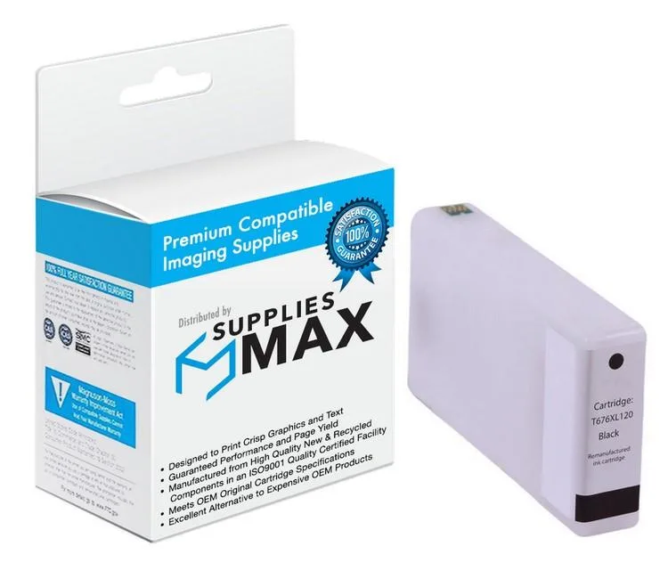 SuppliesMax SuppliesMax T676XL120 Black Inkjet Cartridge 2400 Pages — product photo