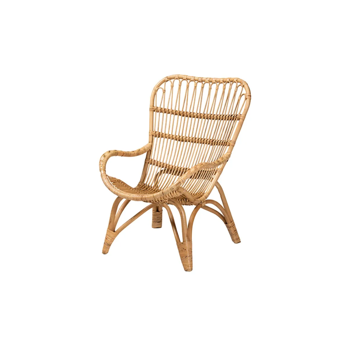 Baxton Studio Baxton Studio Earvin Natural Brown Rattan Armchair 25.60" W x 31.90" D x 38.60" H — product photo