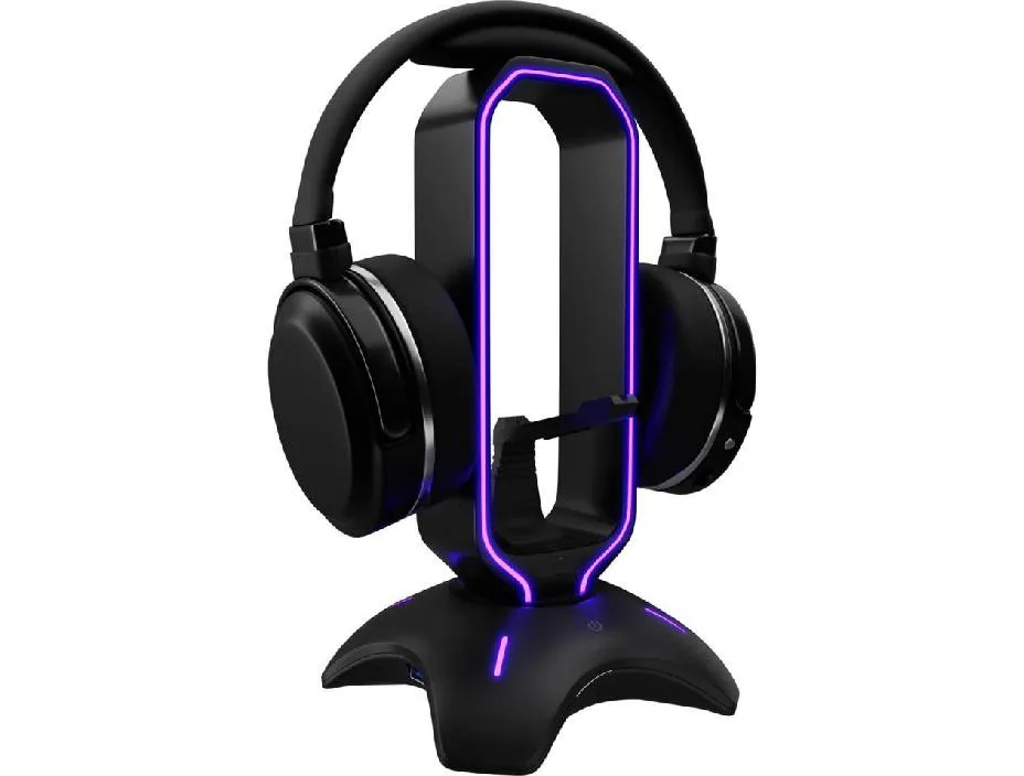 Corn Electronics Corn Electronics RGB Headset Stand with Mouse Bungee and USB 3.0 Hub — product photo