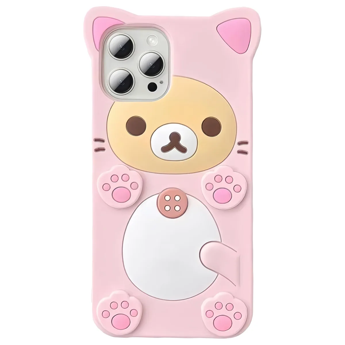 SOEWIOU SOEWIOU 3D Cartoon Bear Case iPhone 13 Pink Silicone — product photo