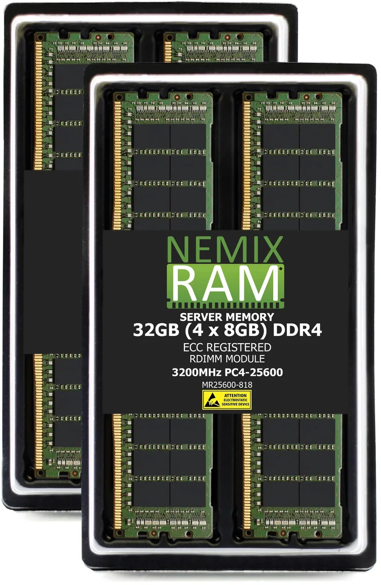 NEMIX RAM NEMIX RAM MR25600-818K4 32GB (4x8GB) DDR4 3200 CL22 ECC RDIMM Supermicro X12SPT-G X12SPT-GC memory upgrade — product photo