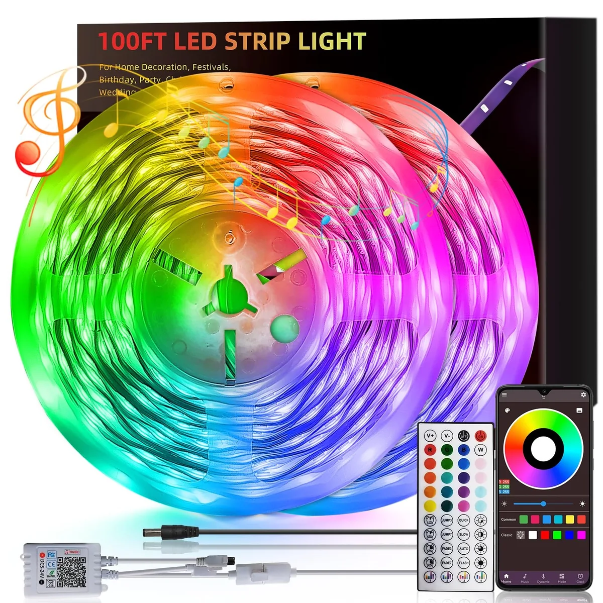  Verilux 100ft 5050 RGB LED Strip Lights 150 LEDs 12V Orange — product photo