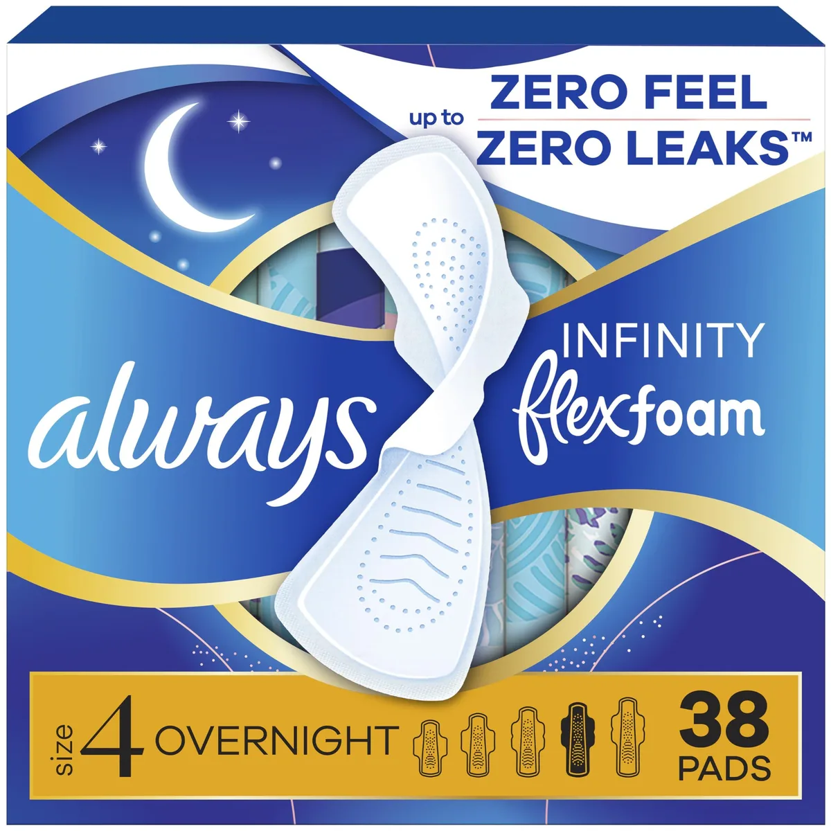  Always Infinity Feminine Pads Size 4 Overnight 38 Count — product photo