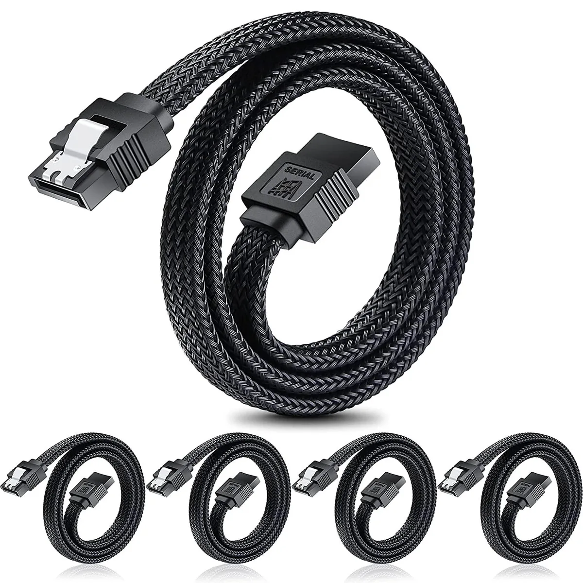 Mickey Technology Mickey Technology SATA III 6Gbps braided cable 20 inch 90° 5-pack — product photo