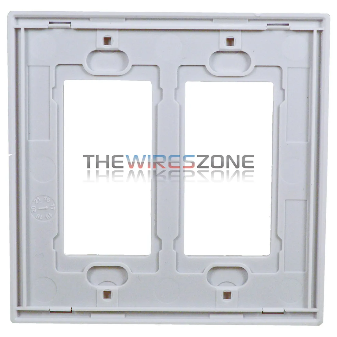 The Wires Zone The Wires Zone 2-Gang Screwless Decorator Wall Plates GFCI Rocker Switch Outlet White 5/Pack 900685 — product photo