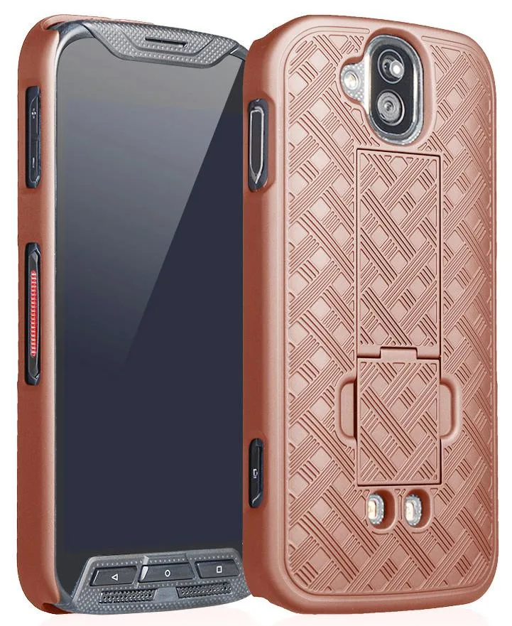 Nakedcellphone Nakedcellphone Ribbed Slim Kickstand Case Rose Gold for Kyocera DuraForce Pro E6810/E6820/E6830/E6833/E6800 — product photo
