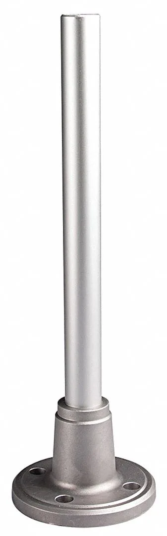 Silver aluminum surface-mount base with vertical tube, 80 mm diameter
