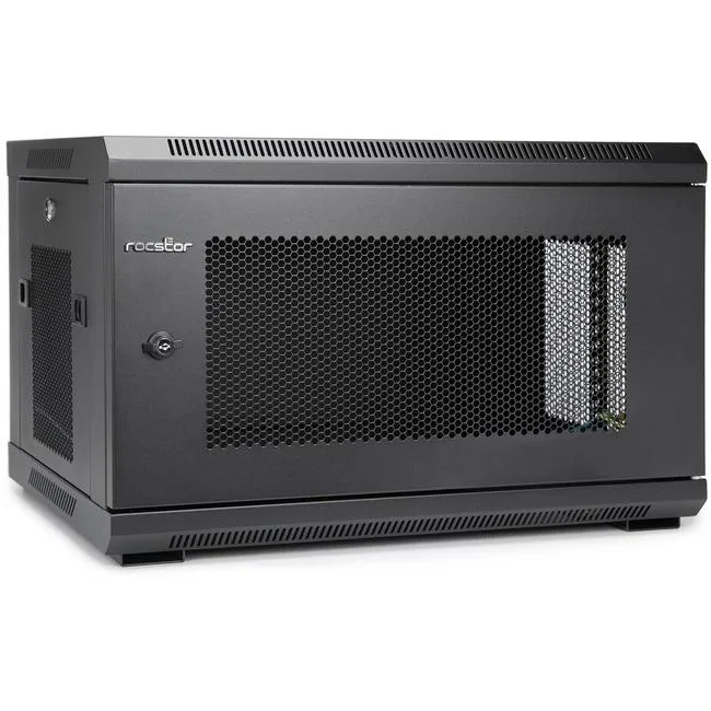 Black vented wall-mount 6U server rack enclosure