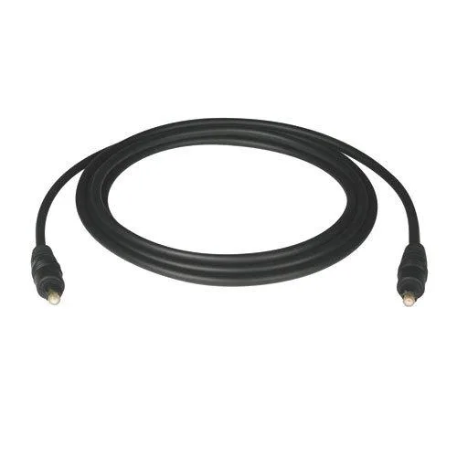 A 4 metre black optical audio cable with square Toslink connectors at both ends