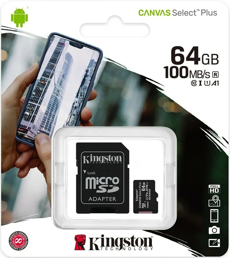 Kingston Technology Corp. Kingston MicroSD Memory Card 64GB Class 10 With Adapter — product photo