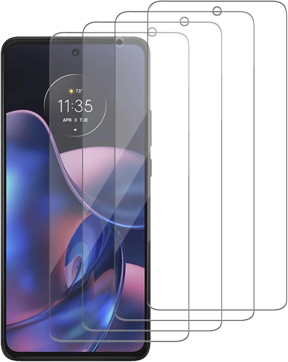 Four clear glass screen protectors in a pack