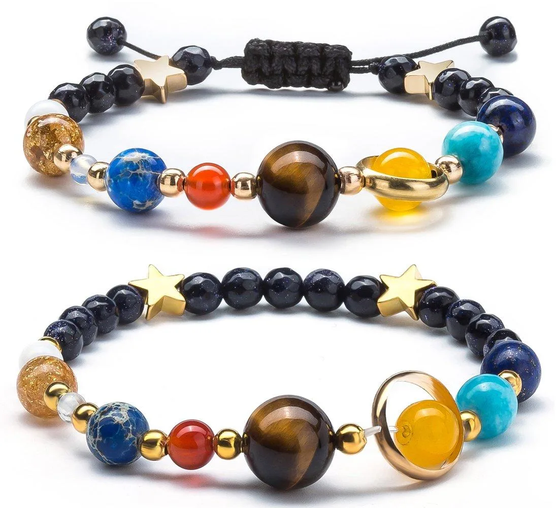  Solar System Planetary Bracelet 2 Pcs Set Adjustable Unisex — product photo